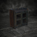 Distressed Blue Glazed Wooden Display Cabinet