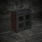 Distressed Blue Glazed Wooden Display Cabinet