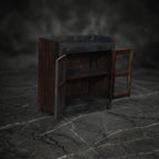 Distressed Blue Glazed Wooden Display Cabinet
