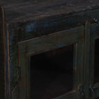 Distressed Blue Glazed Wooden Display Cabinet