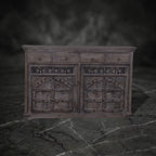 Hand-Carved Wooden Sideboard with Lattice Fretwork