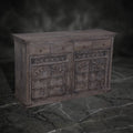 Hand-Carved Wooden Sideboard with Lattice Fretwork