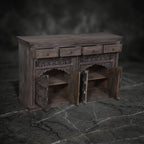 Hand-Carved Wooden Sideboard with Lattice Fretwork