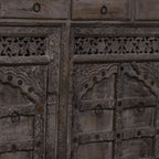 Hand-Carved Wooden Sideboard with Lattice Fretwork