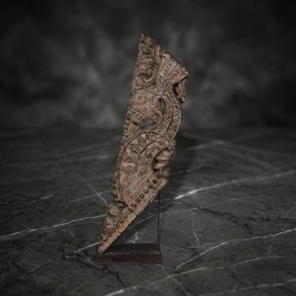 Architectural Fragment: Ornate Hand-Carved Wooden Bracket