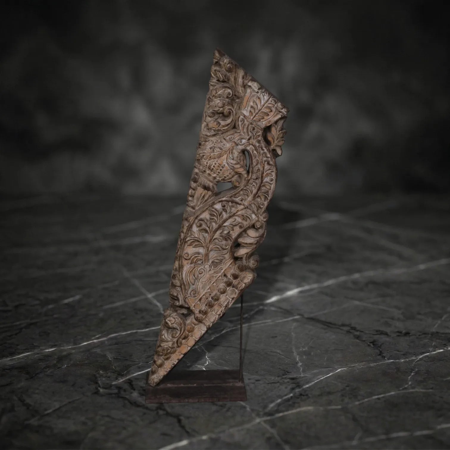 Architectural Fragment: Ornate Hand-Carved Wooden Bracket