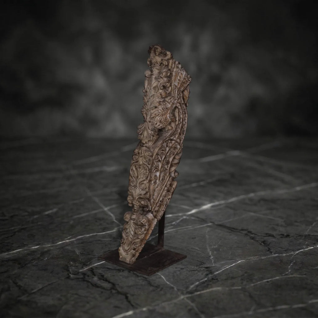 Architectural Fragment: Ornate Hand-Carved Wooden Bracket