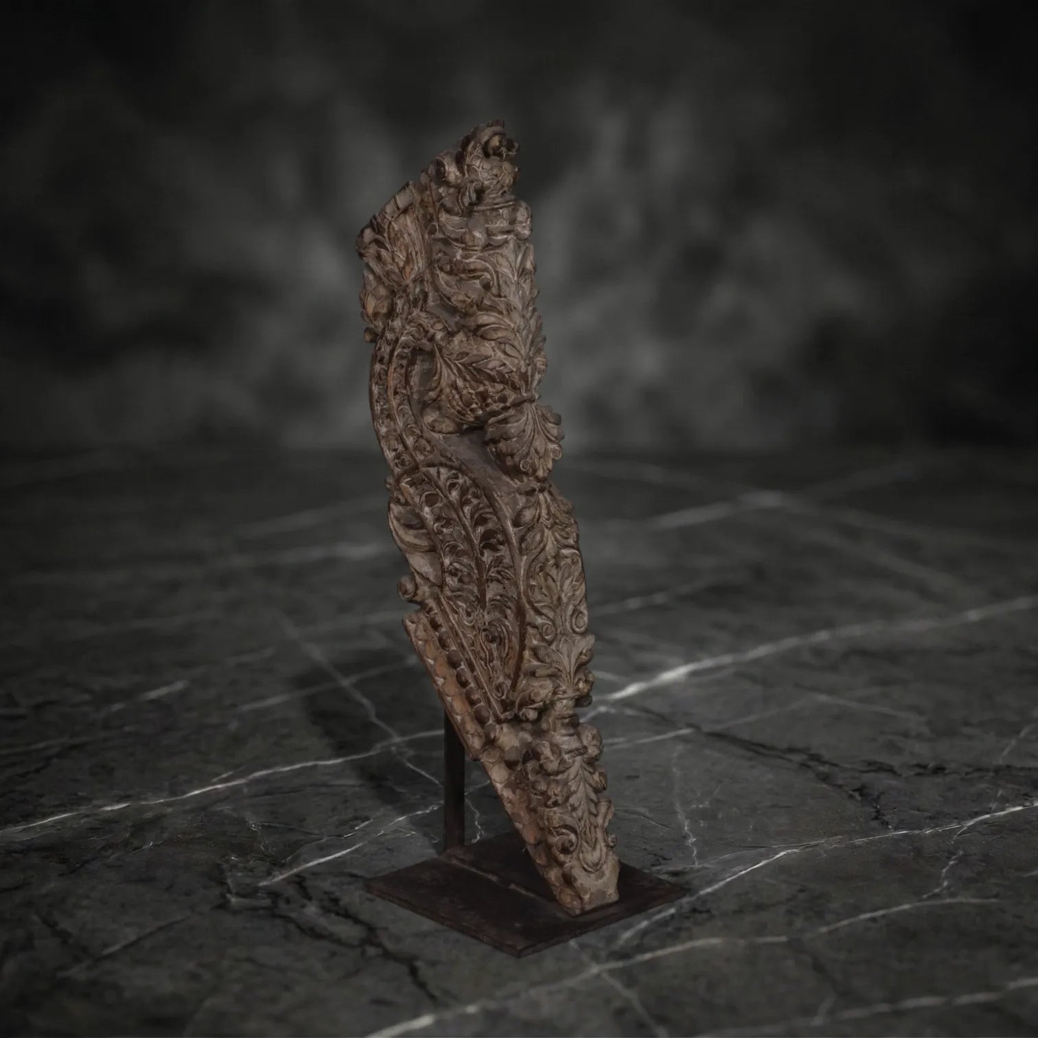 Architectural Fragment: Ornate Hand-Carved Wooden Bracket