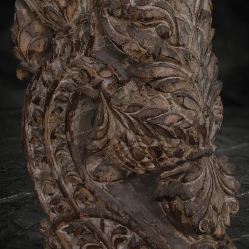 Architectural Fragment: Ornate Hand-Carved Wooden Bracket