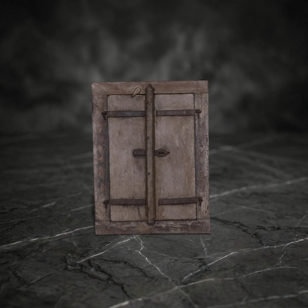 Vintage Jharokha-Style Mirror with Functional Shutters