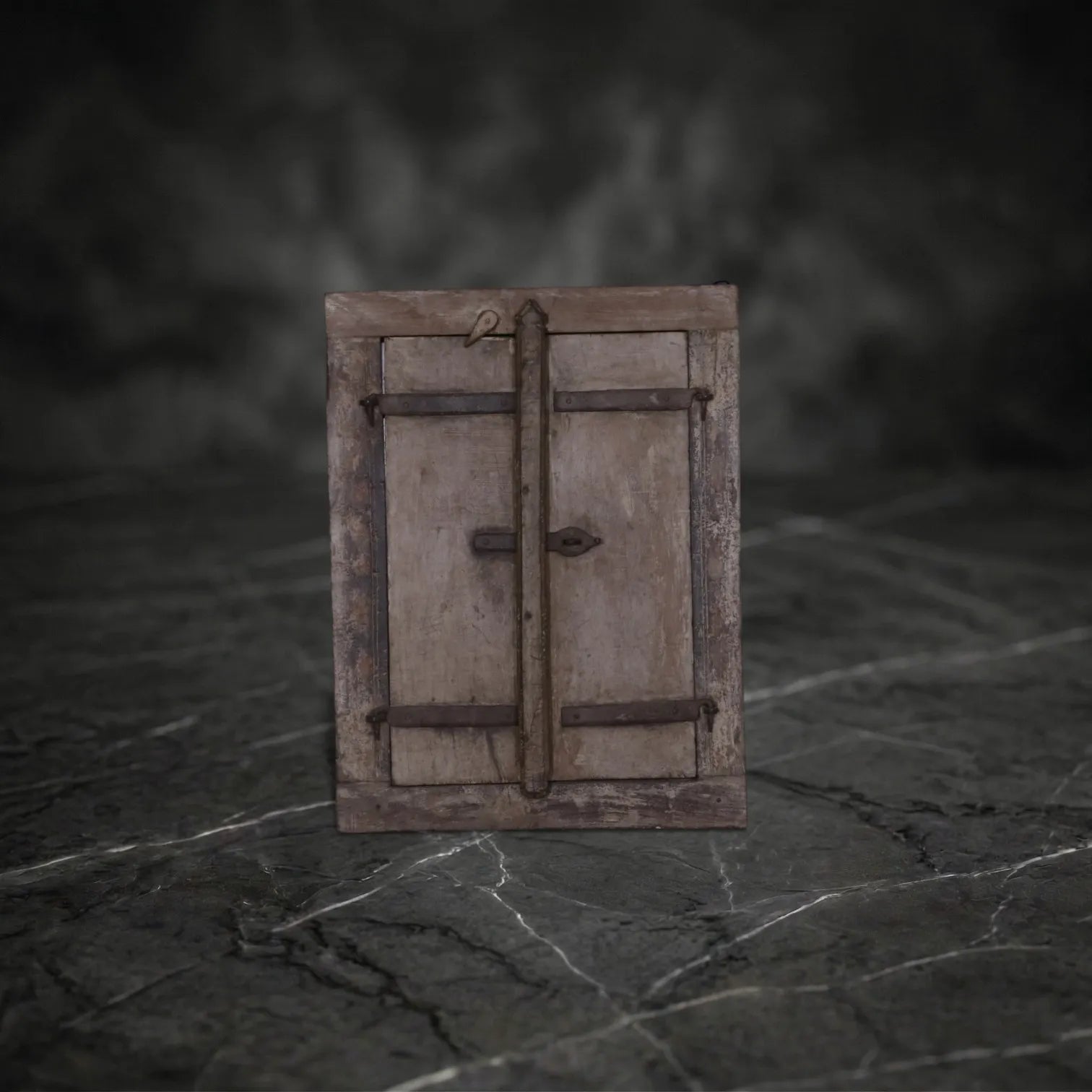 Vintage Jharokha-Style Mirror with Functional Shutters