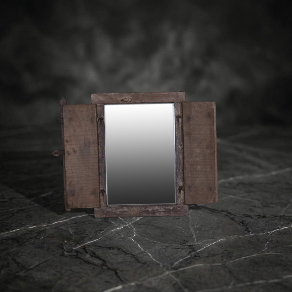 Vintage Jharokha-Style Mirror with Functional Shutters