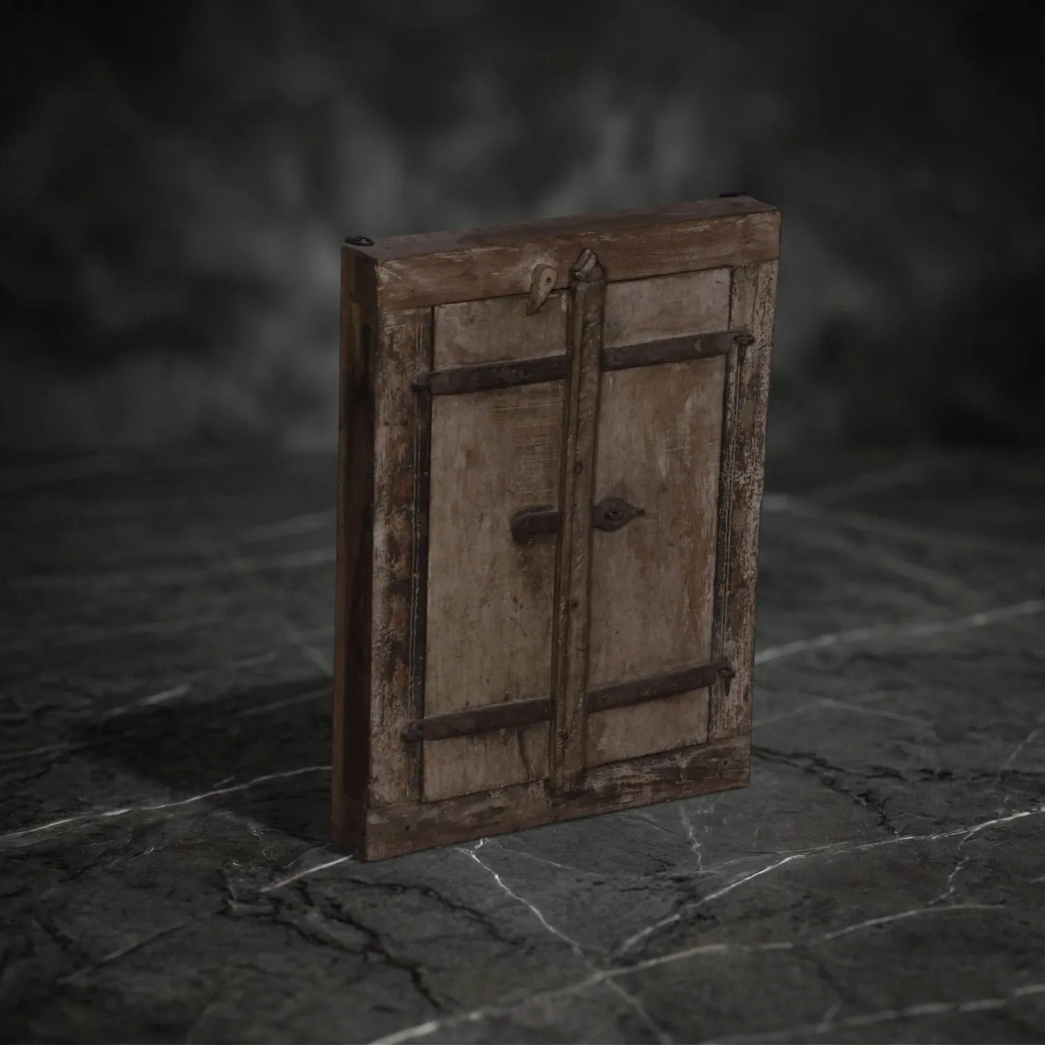 Vintage Jharokha-Style Mirror with Functional Shutters