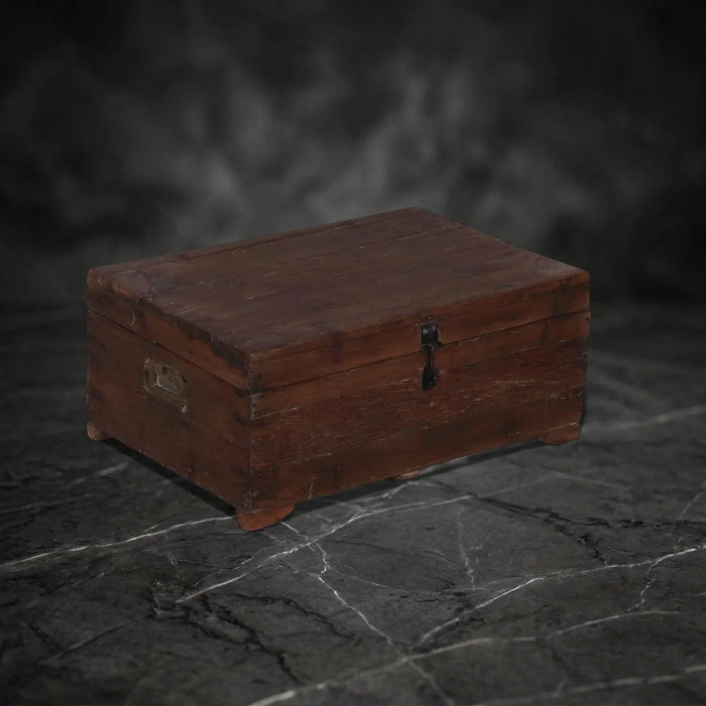 Antique British Colonial Style Campaign Trunk