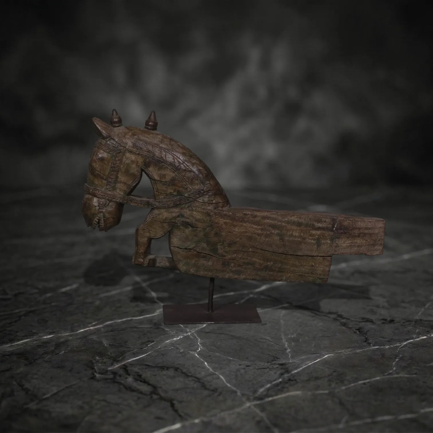 Hand-Carved Wooden Horse Figure