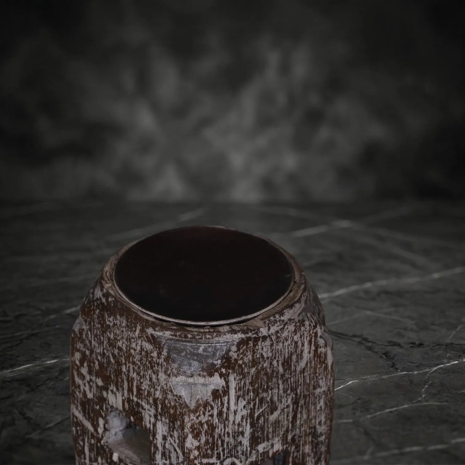 Vintage Hand-Carved Wooden Pillar Base