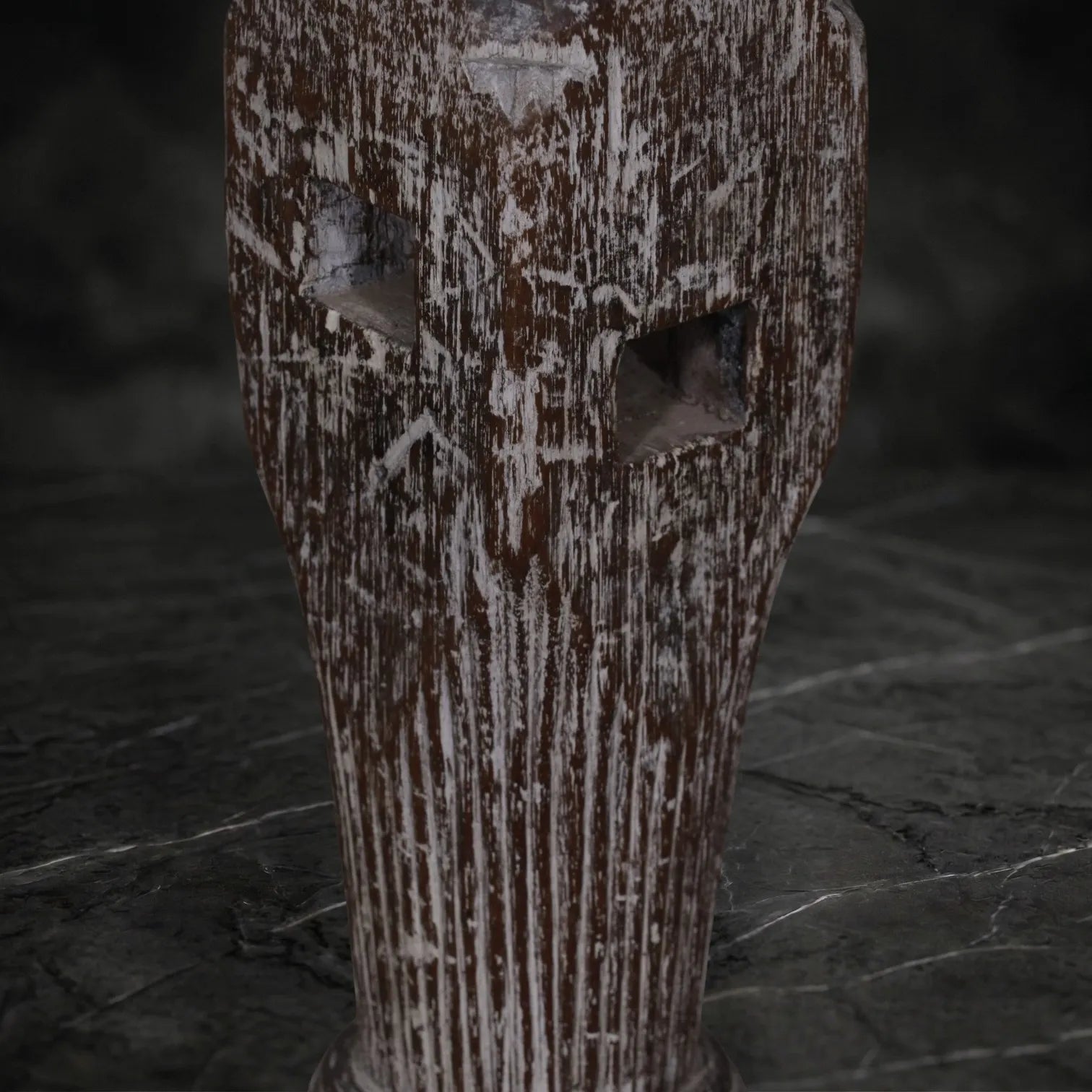 Vintage Hand-Carved Wooden Pillar Base