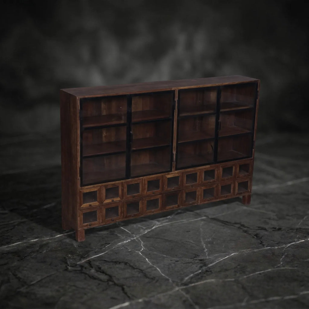 Industrial Apothecary Display Sideboard
