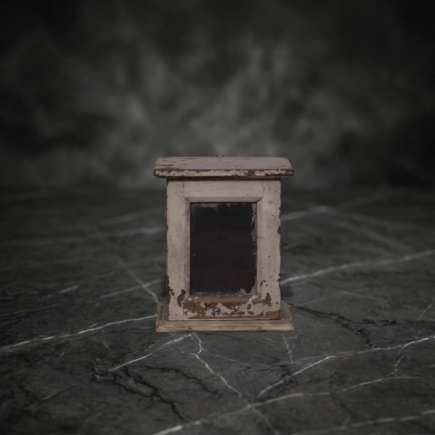 Vintage Distressed White Key Cabinet